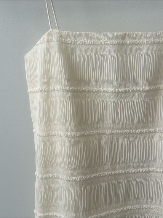 Dresses & Skirts - Ruched Dropped-Waist Poplin Midi Dress Cream 100% Cotton Lining